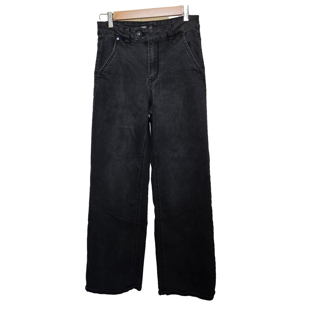J Crew Women's High Rise Wide Leg Ankle Pants Black Linen Blend 32" X 26.5"